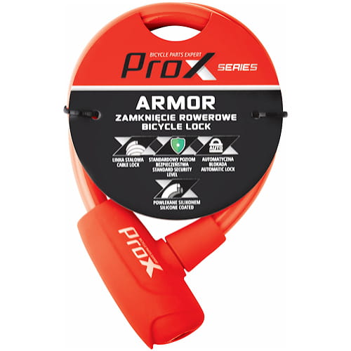 Zapięcie rowerowe Prox Armor spirala 2x600 mm Czerwony
